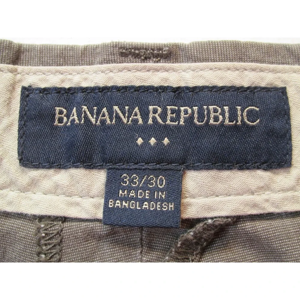 Banana Republic Mens Bermuda Shorts Brown 33 Cotton Flat Front Mid Rise 9 Inseam